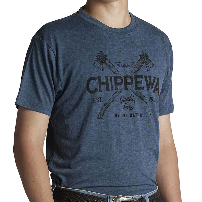 Cross Axe Tee in Indigo Heather.